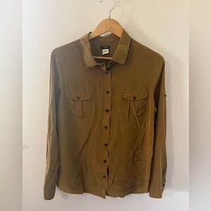 J Crew XL 100% silk Button Down shirt- Green